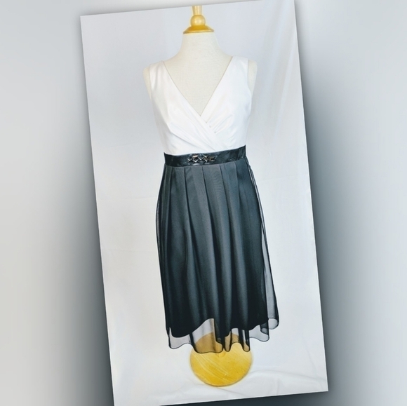 After Six Black/White Midi Rhinestone Dress Womens 8 - Picture 1 of 6